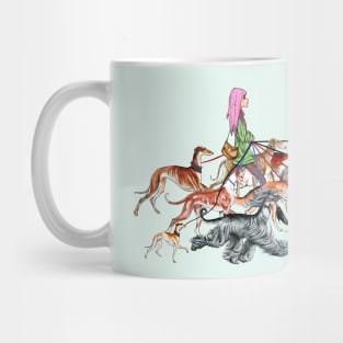 NEW!!!   Walking the Sighthounds. 4  PINK HAIR! Mug